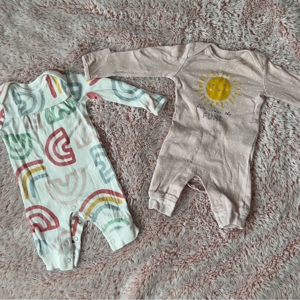 Carter’s Bundle Baby Girl Infant Newborn Sleeper Pajamas Pink Rainbow Cotton